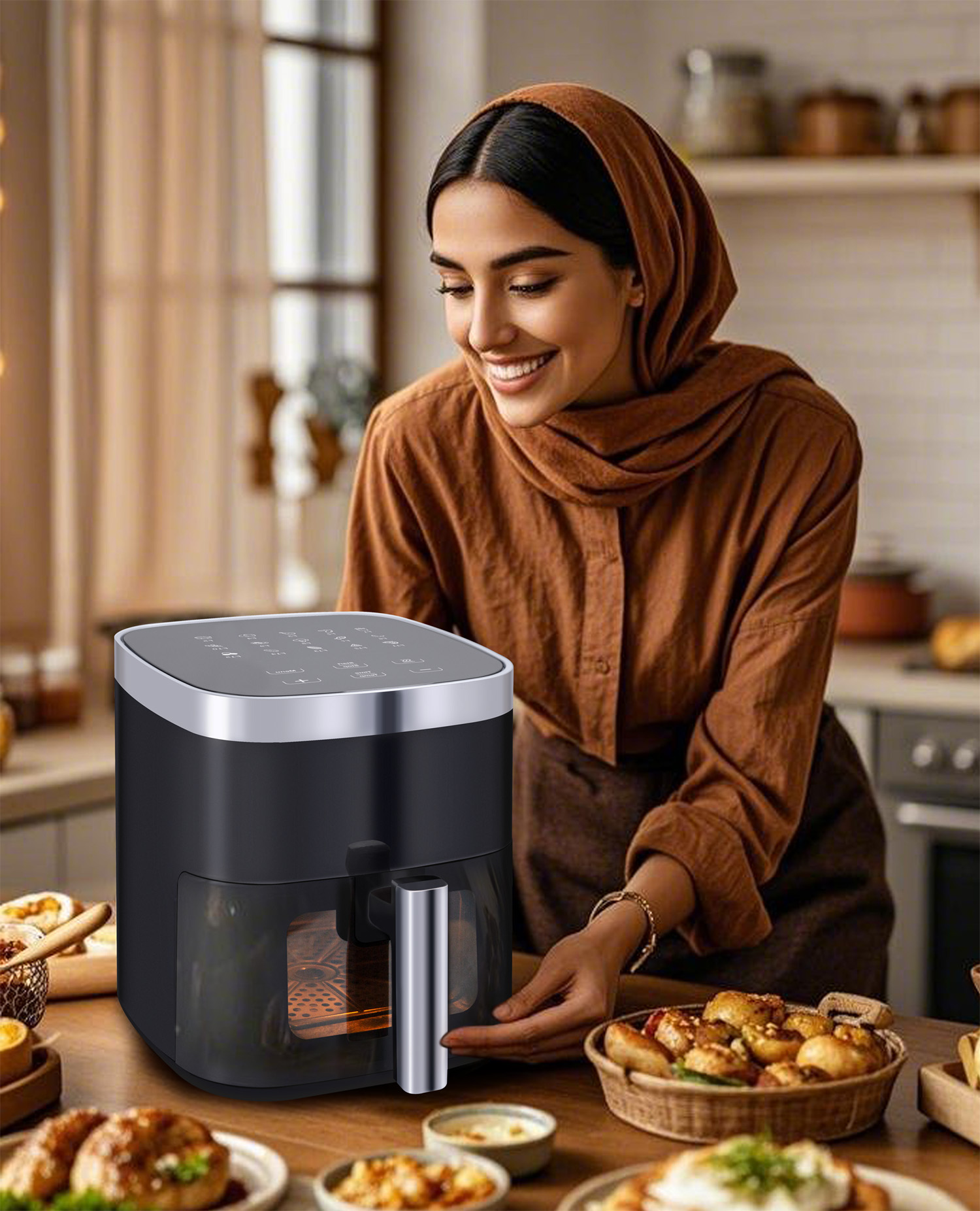 High quality big digital touch screen air fryer